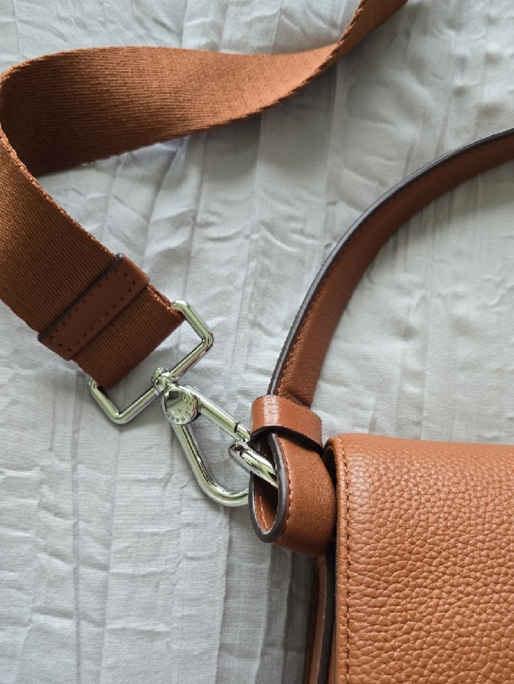 Cole Haan Tan Leather Crossbody with Gold Logo Hardware - Picture 9 of 10